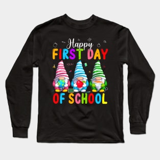 Cute Gnomes Happy First Day Of School Back To School Long Sleeve T-Shirt